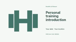 Personal training introduction presentation cover template · Horizontal photo dialogue
