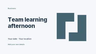 Team learning afternoon presentation cover template · Horizontal photo dialogue
