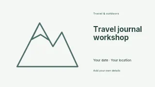 Travel journal workshop presentation cover template · Horizontal photo dialogue