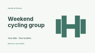 Weekend cycling group presentation cover template · Horizontal photo dialogue