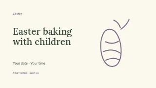 Easter baking with children presentation cover template · Horizontal photo dialogue
