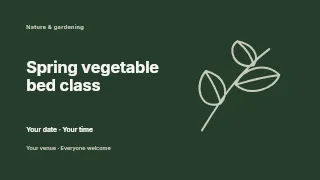 Spring vegetable bed class presentation cover template · Horizontal photo dialogue