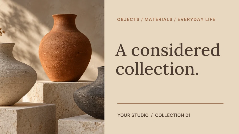 A considered collection presentation cover template · Design presentation cover