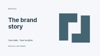 The Brand Story presentation cover template · Horizontal photo dialogue