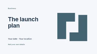 The Launch Plan presentation cover template · Horizontal photo dialogue