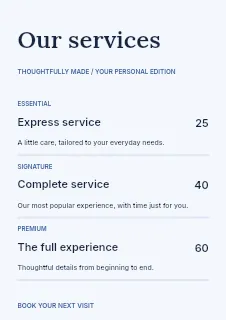 Creative coding workshop price list template · Structured price-lists