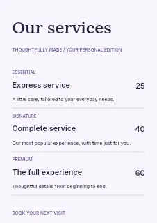 Sound studio price list template · Structured price-lists