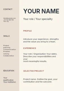Colour study collection resume template · Structured resumes