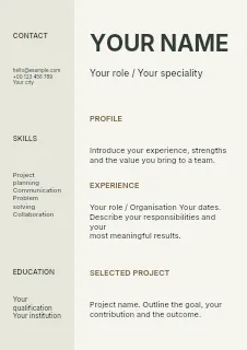 Modern apartment viewing resume template · Structured resumes