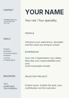 Student project showcase resume template · Structured resumes