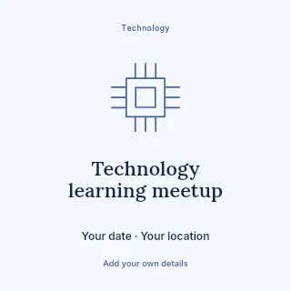 Technology learning meetup social media post template · Illustrated folio