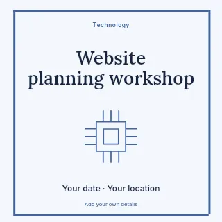 Website planning workshop social media post template · Framed editorial