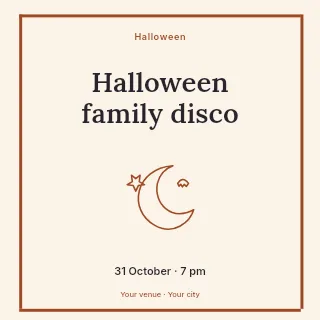 Halloween family disco social media post template · Framed editorial