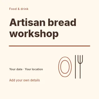 Artisan bread workshop social media post template · Typography & ornament