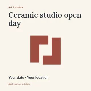 Ceramic studio open day social media post template · Fine-line cover