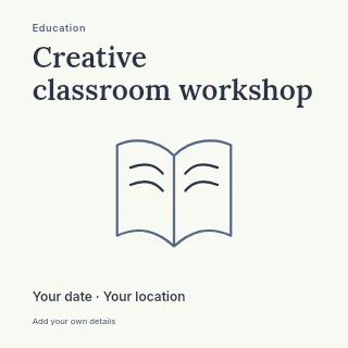Creative classroom workshop social media post template · Fine-line cover