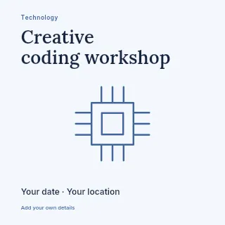 Creative coding workshop social media post template · Fine-line cover