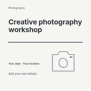 Creative photography workshop social media post template · Typography & ornament