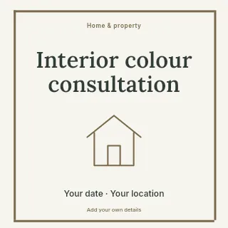 Interior colour consultation social media post template · Framed editorial
