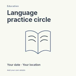Language practice circle social media post template · Fine-line cover
