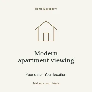 Modern apartment viewing social media post template · Illustrated folio
