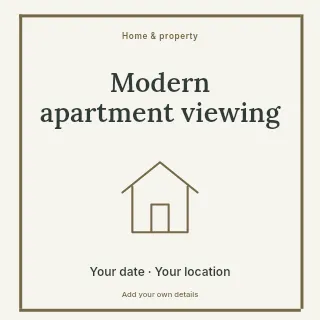 Modern apartment viewing social media post template · Framed editorial