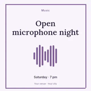 Open microphone night social media post template · Framed editorial