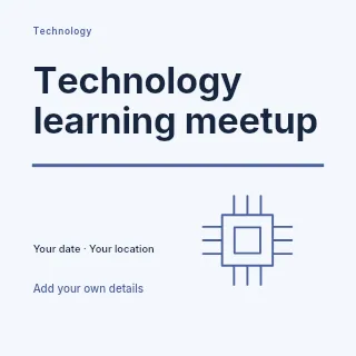 Technology learning meetup social media post template · Typography & ornament