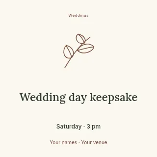 Wedding day keepsake social media post template · Illustrated folio