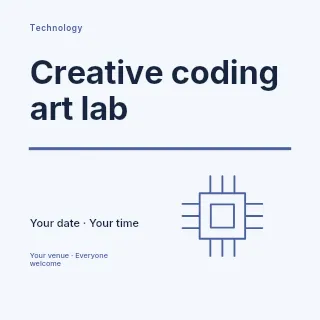 Creative coding art lab social media post template · Typography & ornament