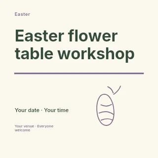 Easter flower table workshop social media post template · Typography & ornament