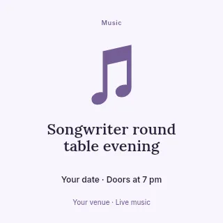 Songwriter round table evening social media post template · Illustrated folio