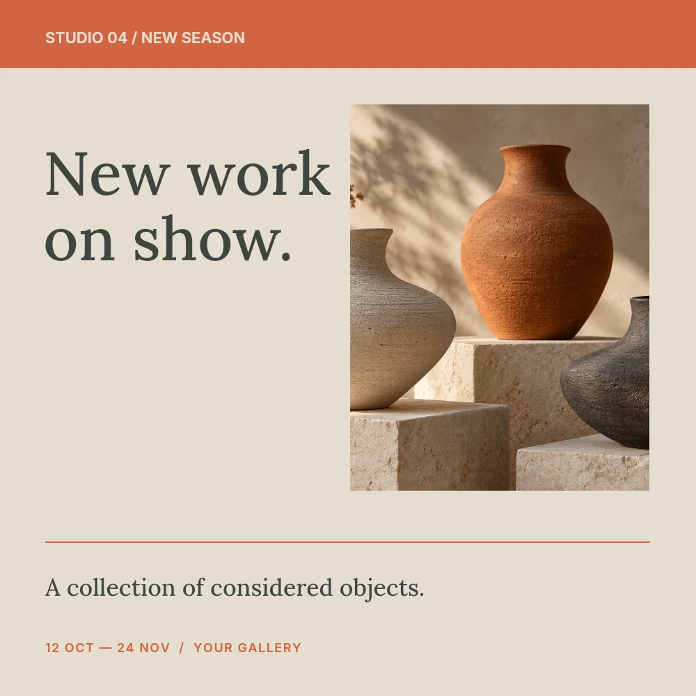New work on show social media post template · Exhibition post