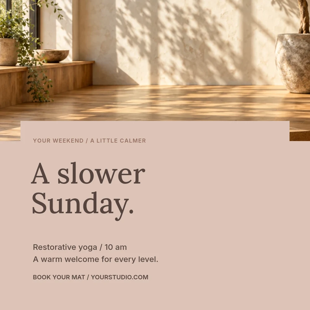 A slower Sunday social media post template · Wellness offer post