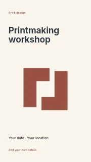 Printmaking workshop instagram story template · Fine-line cover