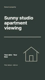 Sunny studio apartment viewing instagram story template · Typography & ornament