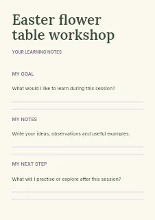 Easter flower table workshop worksheet template · Structured worksheets