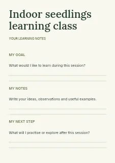 Indoor seedlings learning class worksheet template · Structured worksheets
