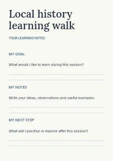 Local history learning walk worksheet template · Structured worksheets