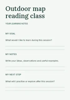 Outdoor map reading class worksheet template · Structured worksheets