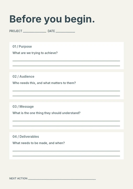 Creative project brief worksheet template