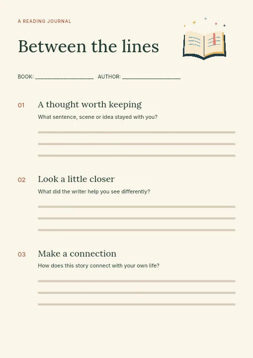 Between the lines worksheet template · Reading worksheet