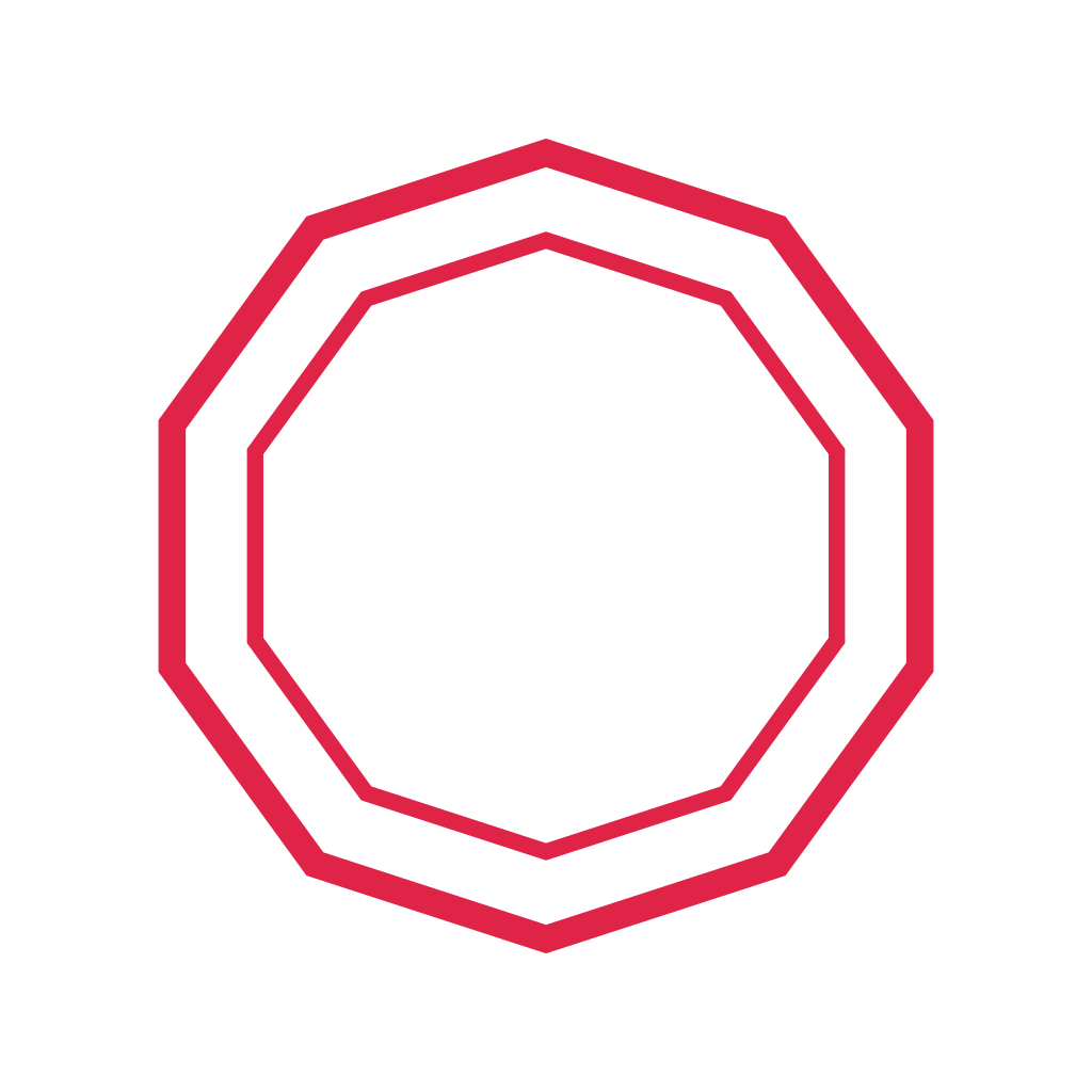 A 10 sided geometric frame uses two nested outlines.