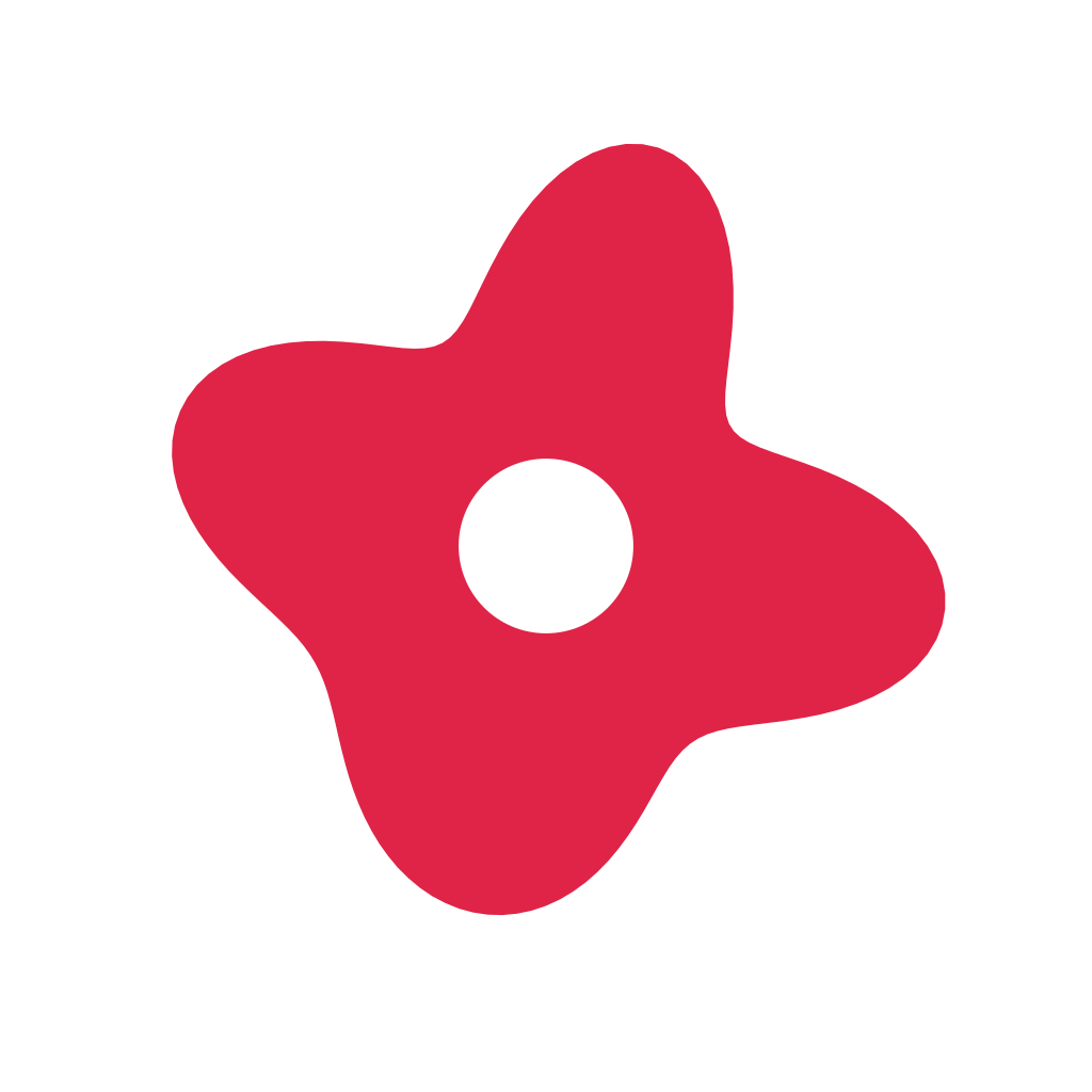 An organic petal form has 4 broad lobes and a smoothly varying outline.