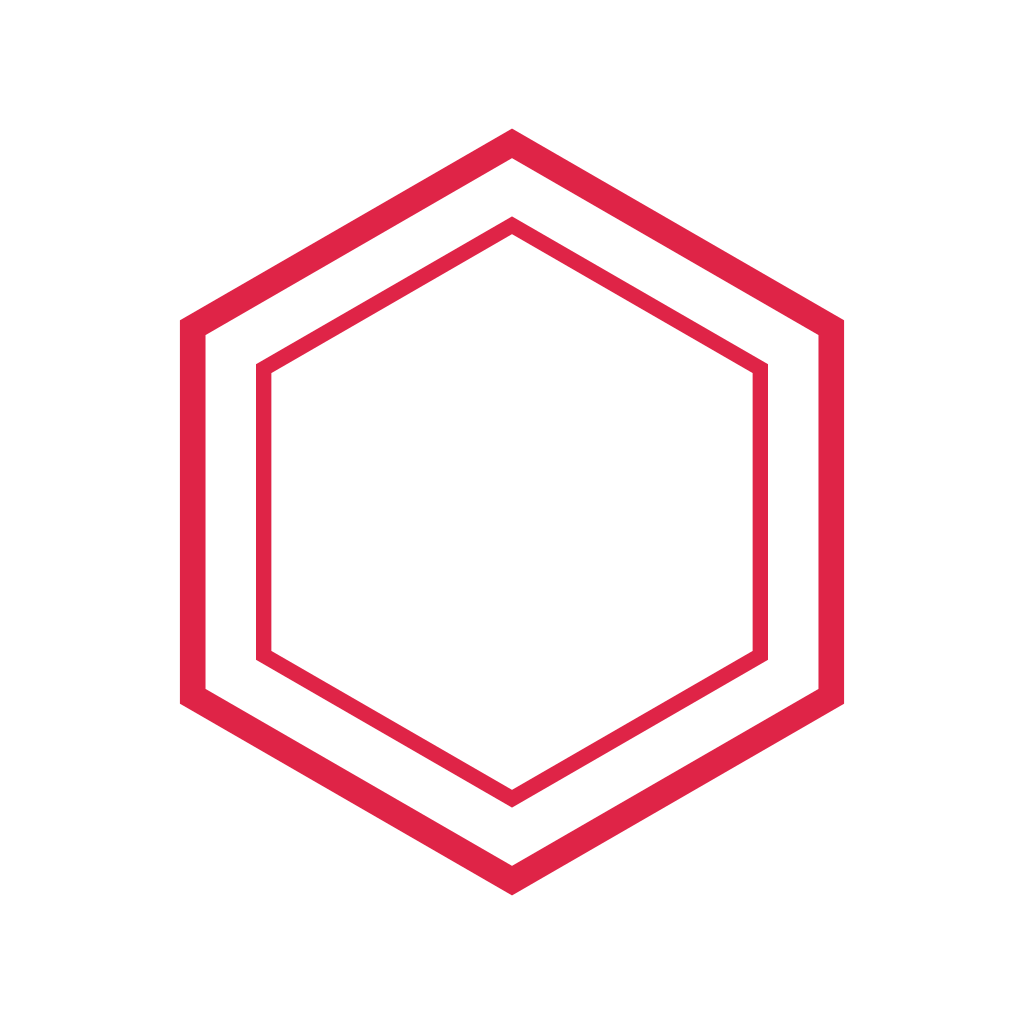 A 6 sided geometric frame uses two nested outlines.