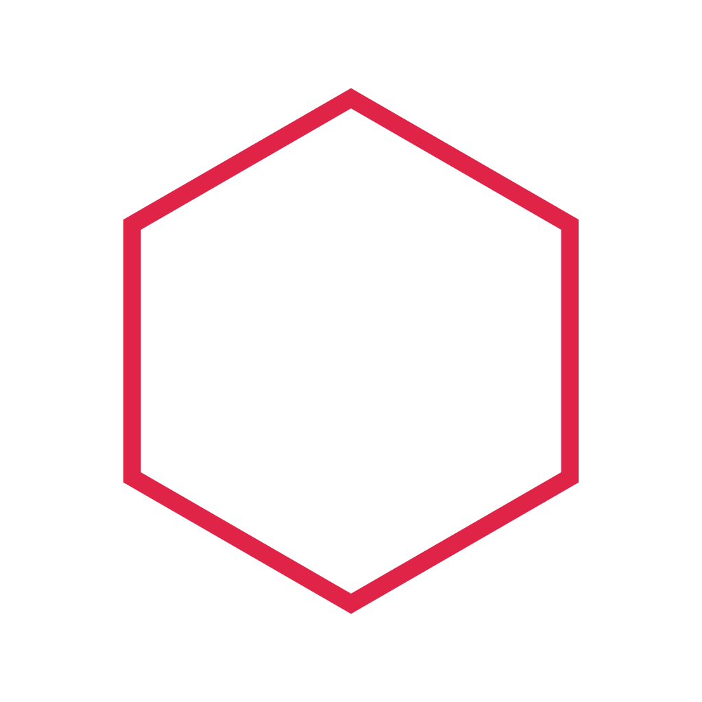 A 6 sided geometric frame uses a single fine outline.