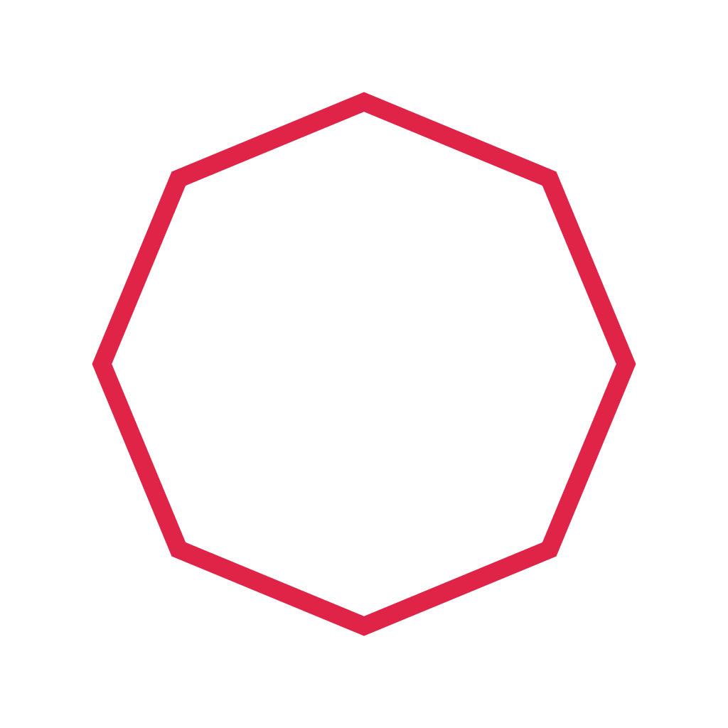 A 8 sided geometric frame uses a single fine outline.