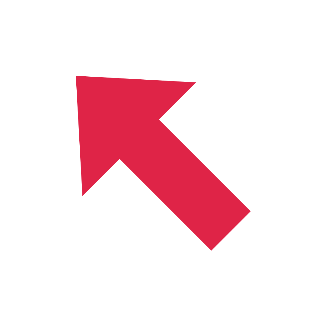 A block arrow points up left with open space around its edges.