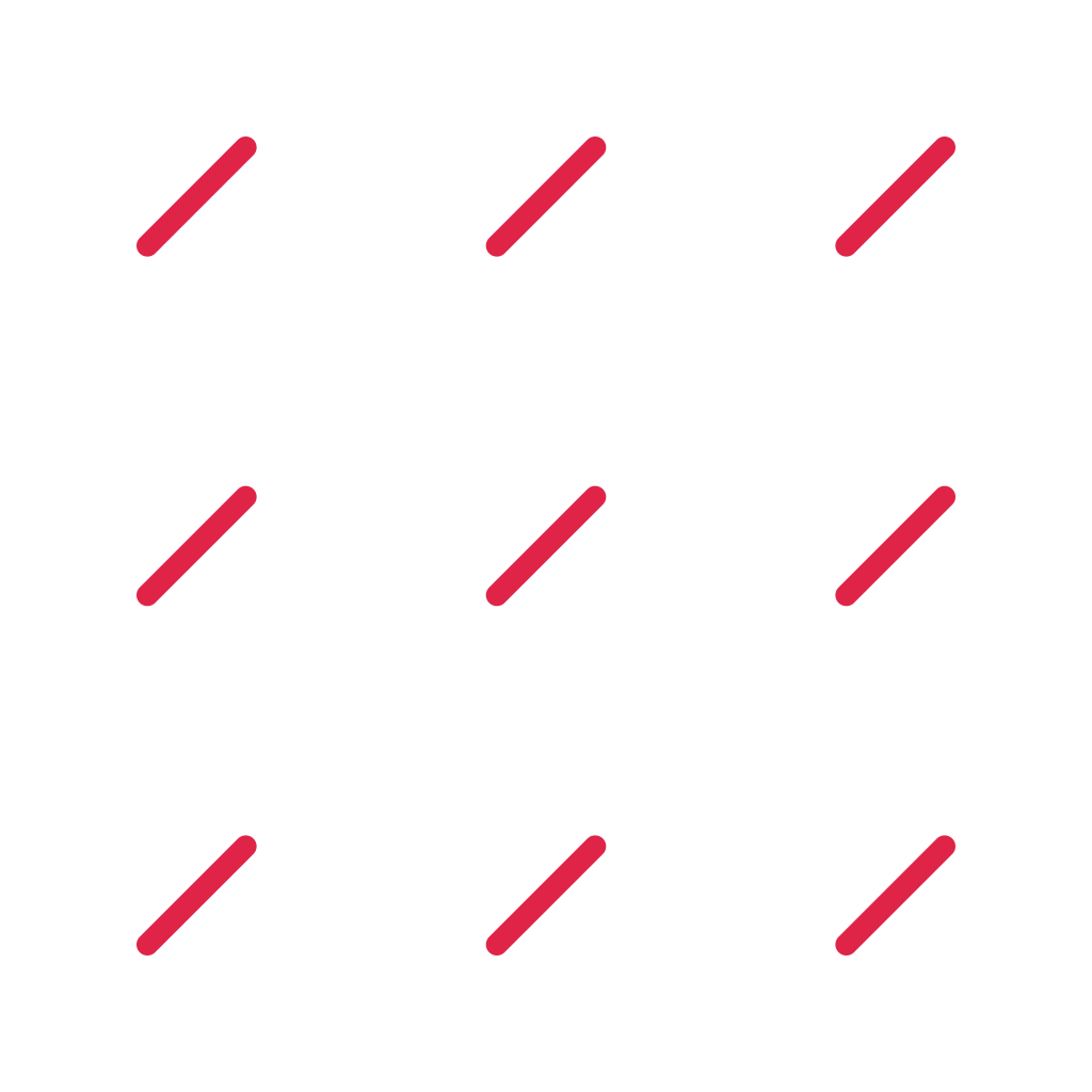 A 3 by 3 arrangement of diagonal lines marks leaves transparent space between the motifs.
