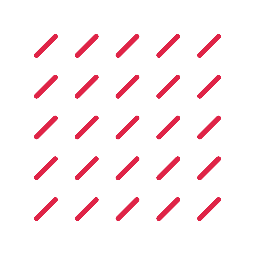 A 5 by 5 arrangement of diagonal lines marks leaves transparent space between the motifs.